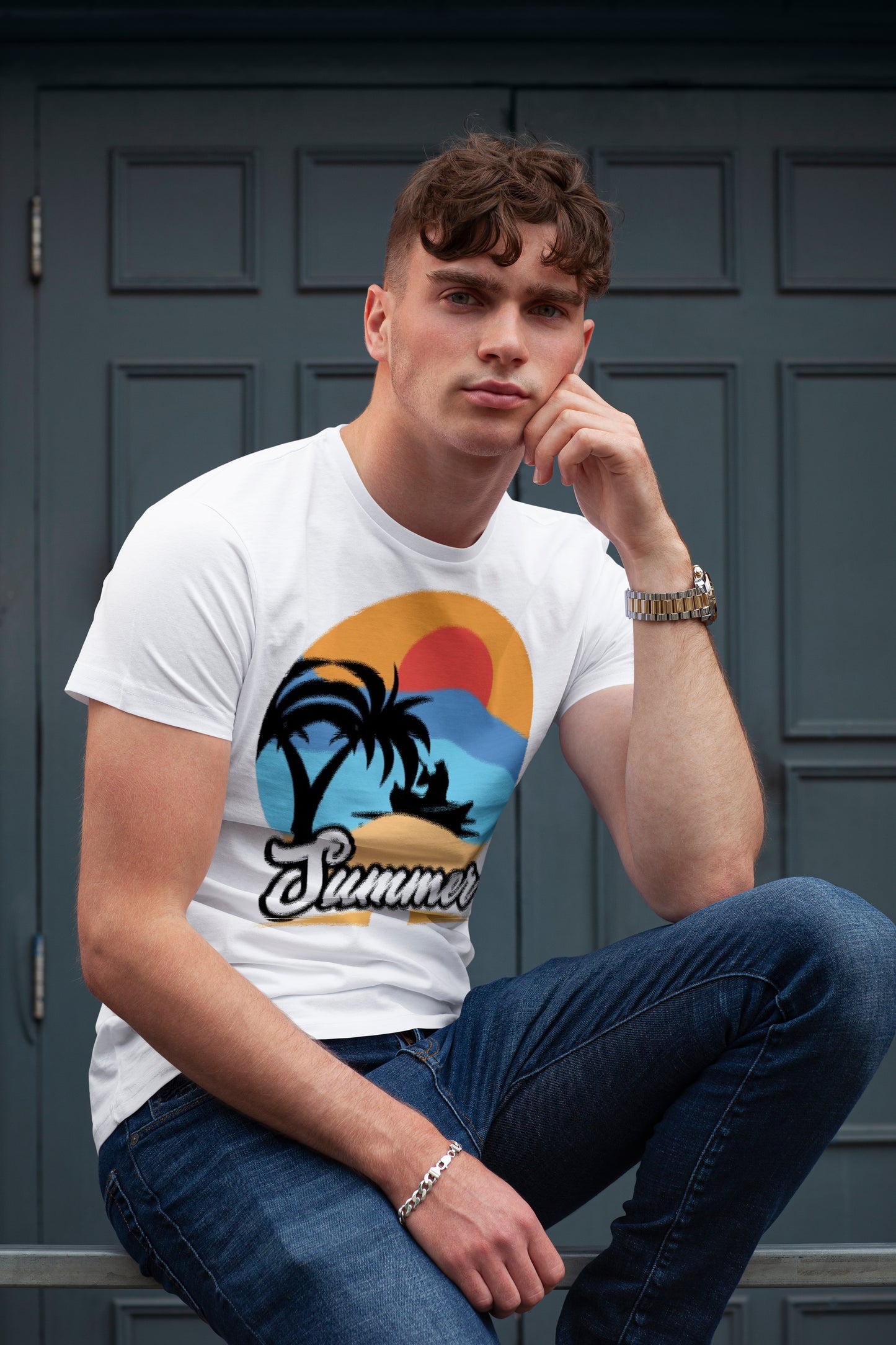 Short Sleeves White Printed T Shirts